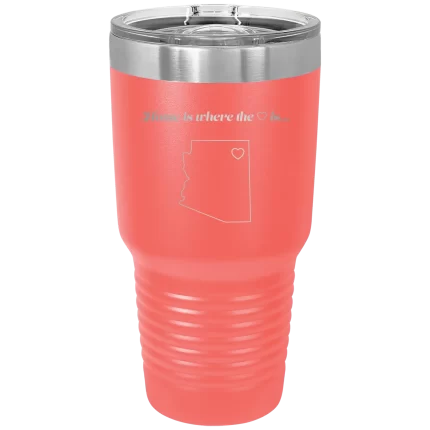 Personalized Arizona Heart 30 oz Tumbler - Coral
