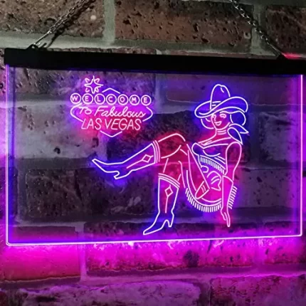 Cowgirl Welcome to Las Vegas LED Light Sign