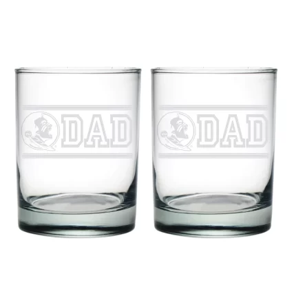 14oz Florida State Seminoles Etched Dad DOF 2 Pack