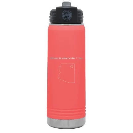 Personalized Arizona Heart 20 oz Water Bottle - Coral