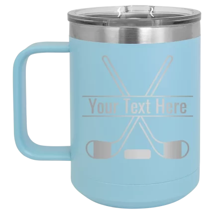 Personalized Hockey 15 oz Mug - Light Blue