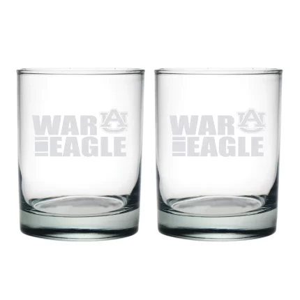 14oz Auburn Tigers Crimson Tide Etched Slogan DOF 2 Pack