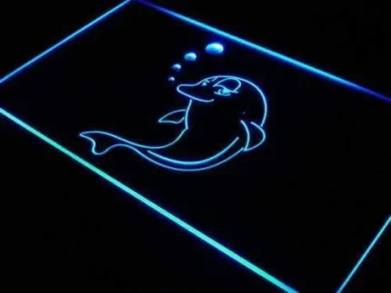 Dolphin Bubbles Decor LED Light Sign