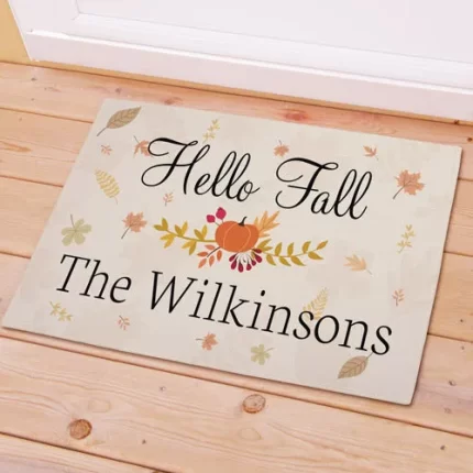 Hello Fall Personalized Doormat - Custom Autumn Entry Mat