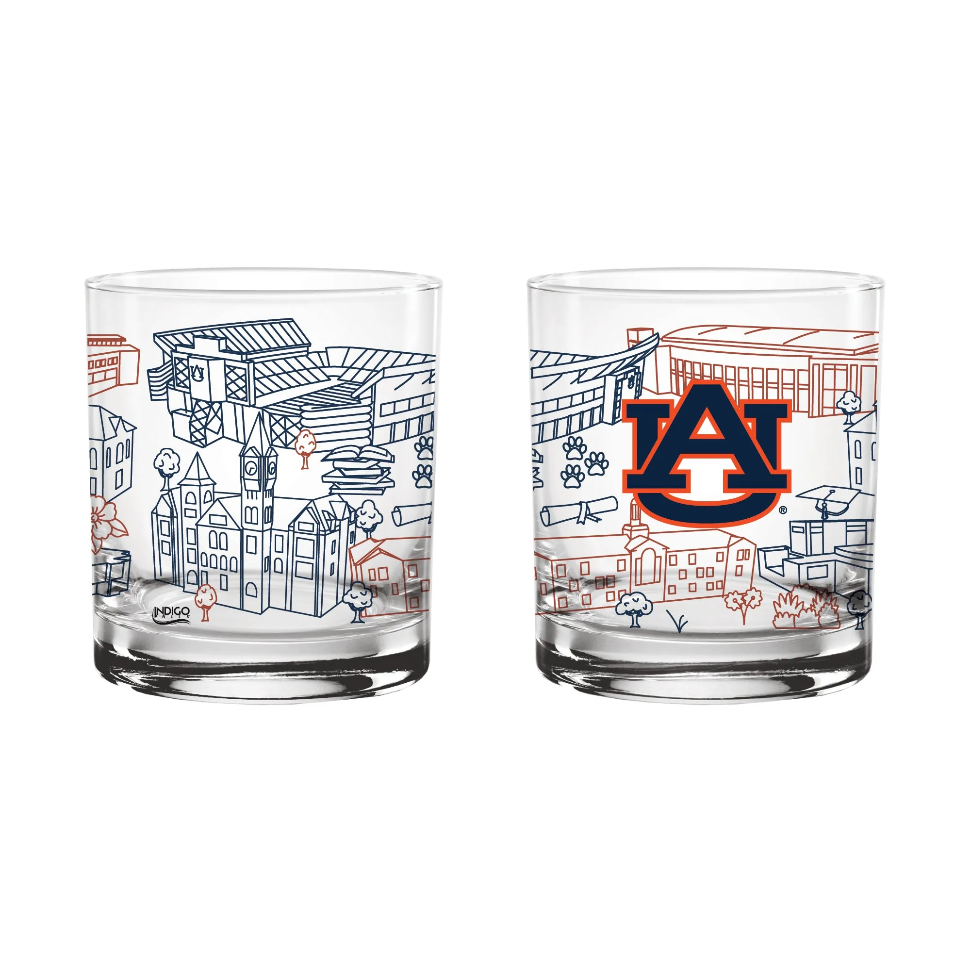 7rSet-of-2-Auburn-Tigers-Campus-Line-Art-14oz-Rocks-Glasses