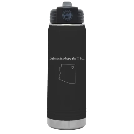 Personalized Arizona Heart 20 oz Water Bottle - Black