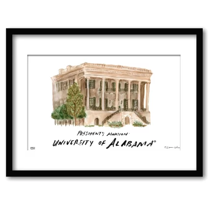 Alabama President's Mansion, Framed Watercolor Wall Art 11" x 14" by Laura Wilcox