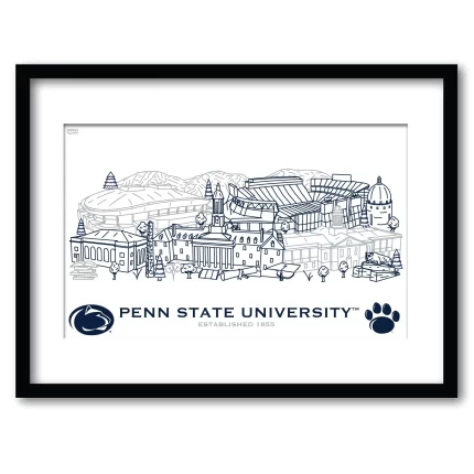 Penn State Nittany Lions Framed Campus Line Wall Art 11" x 14"