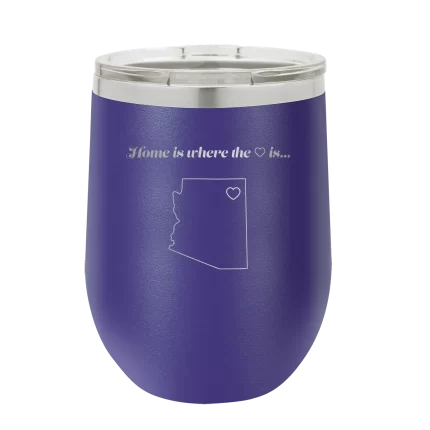Personalized Arizona Heart Wine Cup - Purple
