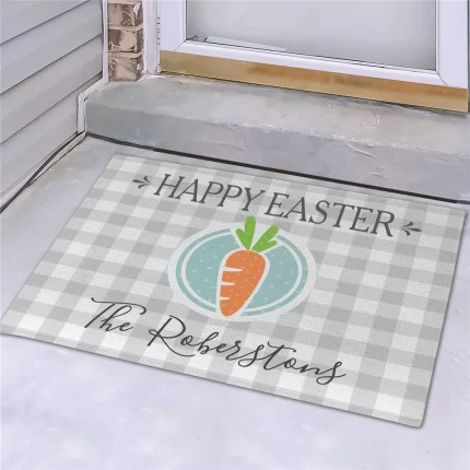 Easter Carrot Personalized Doormat - Custom Spring Entry Mat