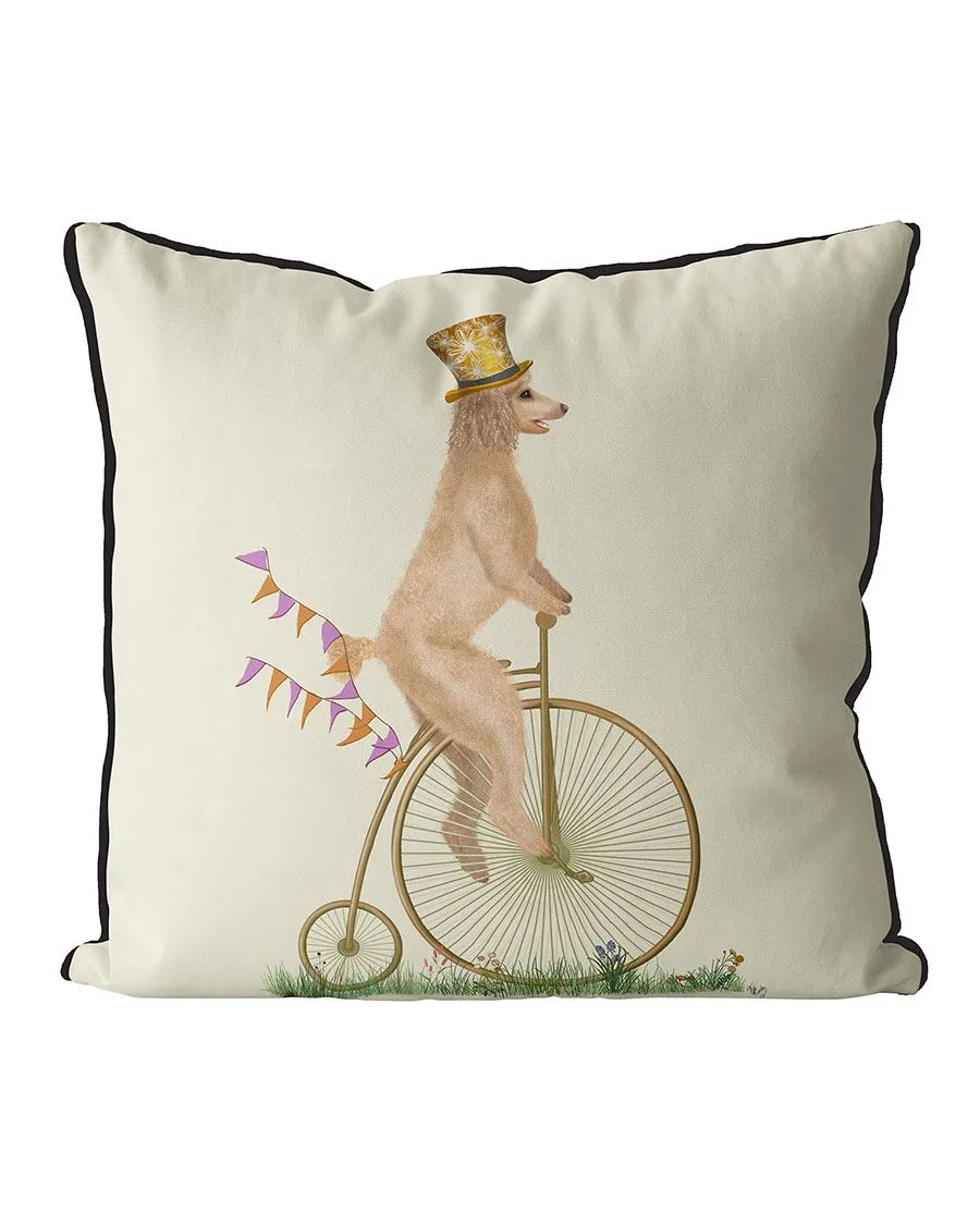 7yPoodle-White-on-Penny-Farthing-Cushion-Throw-Pillow