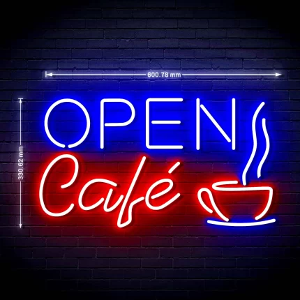 Cafe Open Ultra-Bright LED Sign with Remote (Neon-Style, LED Technology)