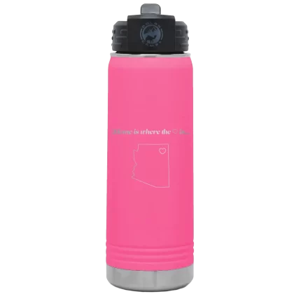 Personalized Arizona Heart 20 oz Water Bottle - Pink