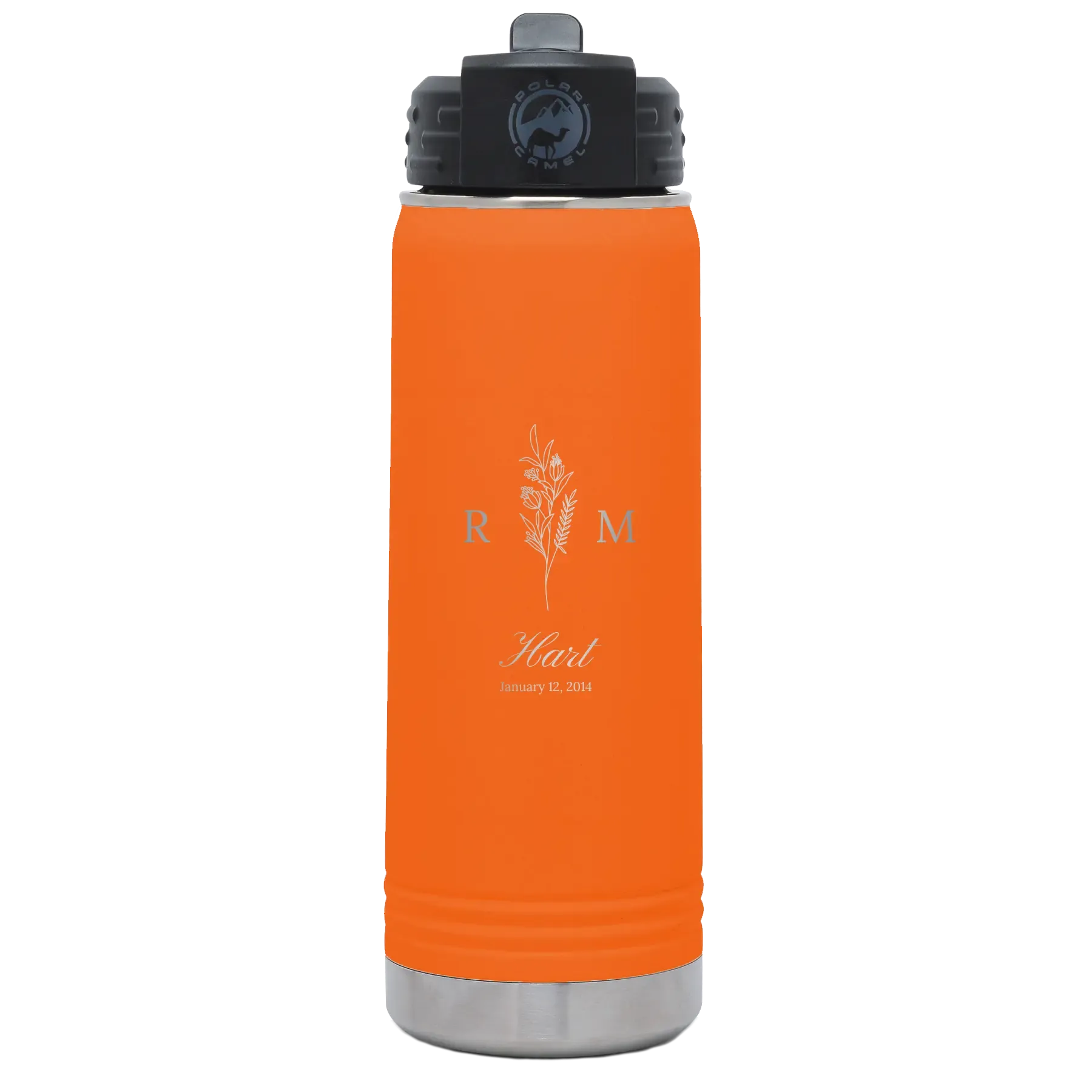 8bPersonalized-3-Lines-Initial-Last-Name-Anniversary-20-oz-Water-Bottle-Orange