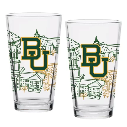 Set of 2 Baylor Bears Campus Line Art 16oz Pints