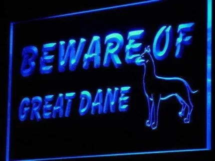 Beware of Great Dane LED Light Sign