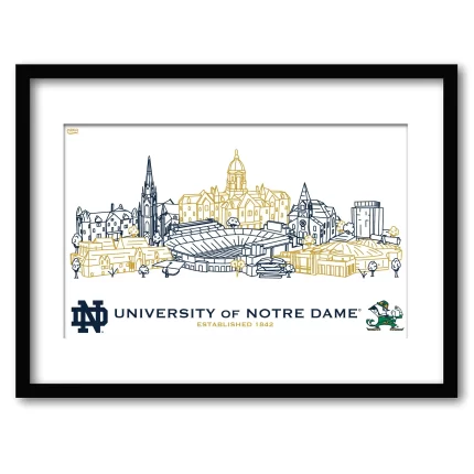 Notre Dame Fighting Irish Framed Campus Line Wall Art 11" x 14"