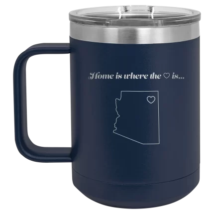 Personalized Arizona Heart 15 oz Mug - Navy
