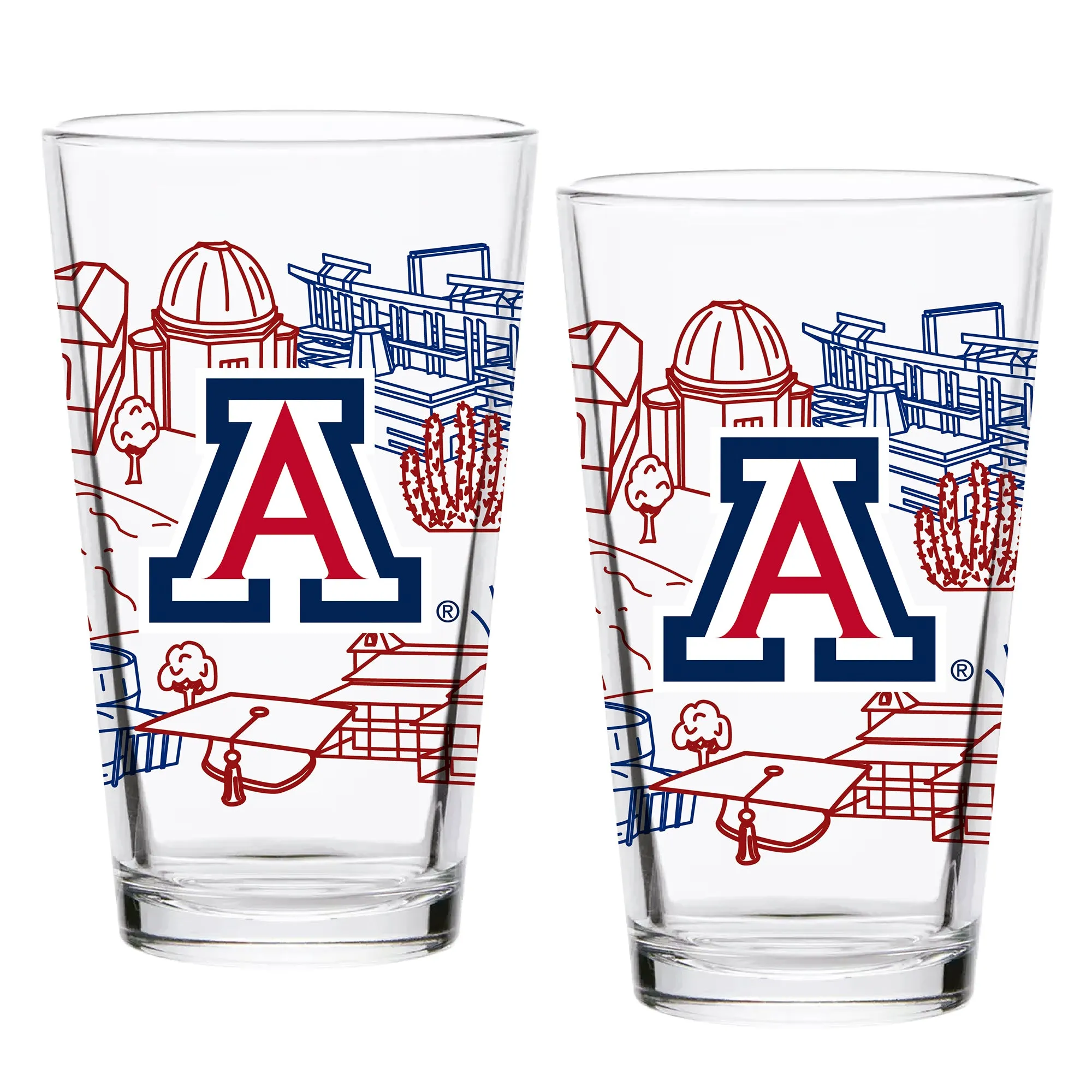 8cSet-of-2-Arizona-Wildcats-Campus-Line-Art-16oz-Pints