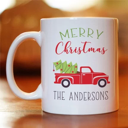 Christmas Truck Coffee Mug - Personalized Vintage Truck Mug