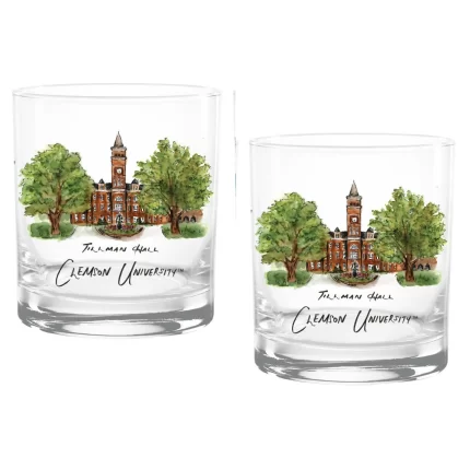 14oz Clemson Tigers Laura Wilcox University Collection 2-Pack Glass Set