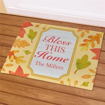 Bless This Home Personalized Welcome Mat - Custom Family Doormat