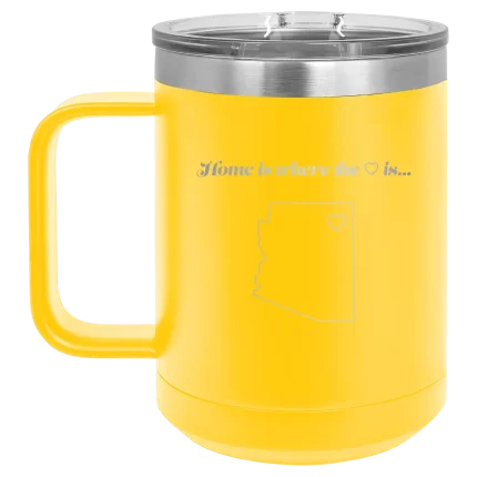 Personalized Arizona Heart 15 oz Mug - Yellow