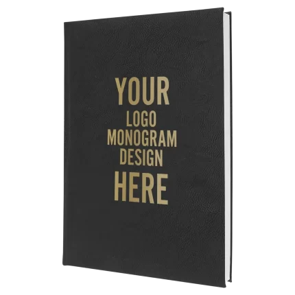 Personalized Leatherette Journal 7" x 9.75" (Lined Pages) - Black Gold