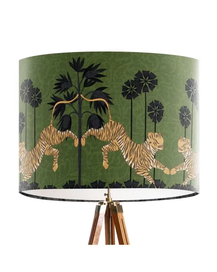 Leaping Tiger Verdant, Animalia, Lamp shade, Drum, Pendant Lighting