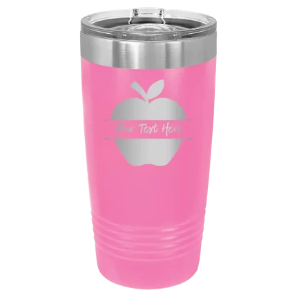 Personalized Apple 20 oz Tumbler - Pink