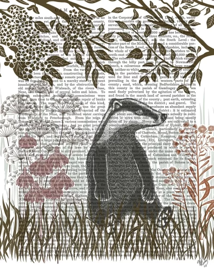 Country Lane Badger 3, Earth, Book Print, Art Print, Wall Art