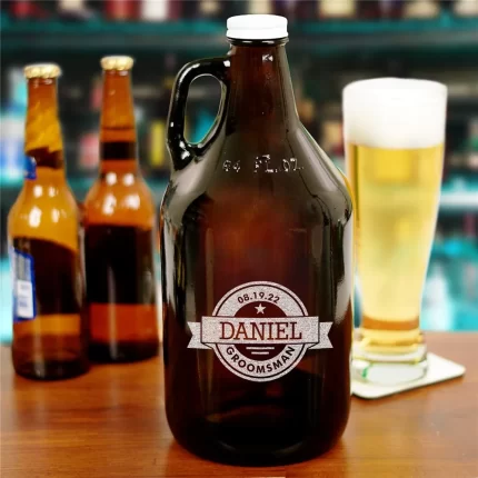 Custom 64 oz. Groomsmen Growler - Engraved Beer Jug Gift