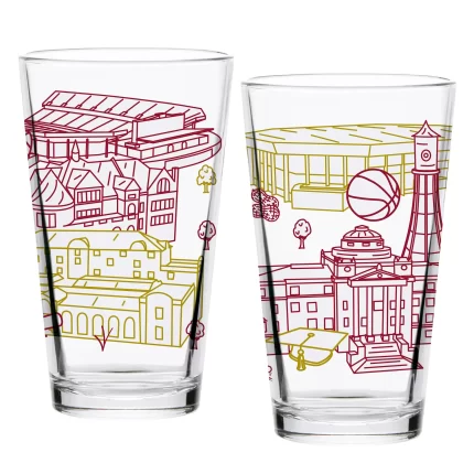 Set of 2 Iowa State Cyclones Campus Line Art 16oz Pints