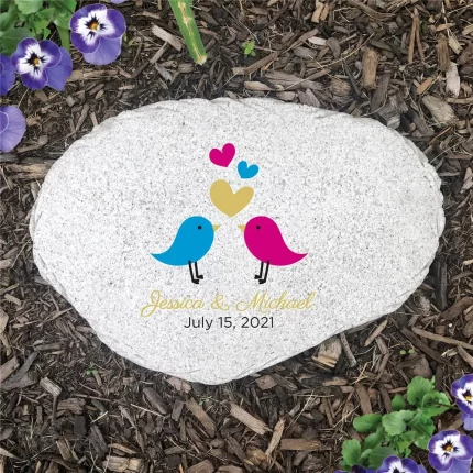 Love Birds Personalized Garden Stone - Realistic Resin Design
