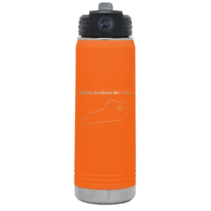 Personalized Kentucky Heart 20 oz Water Bottle - Orange