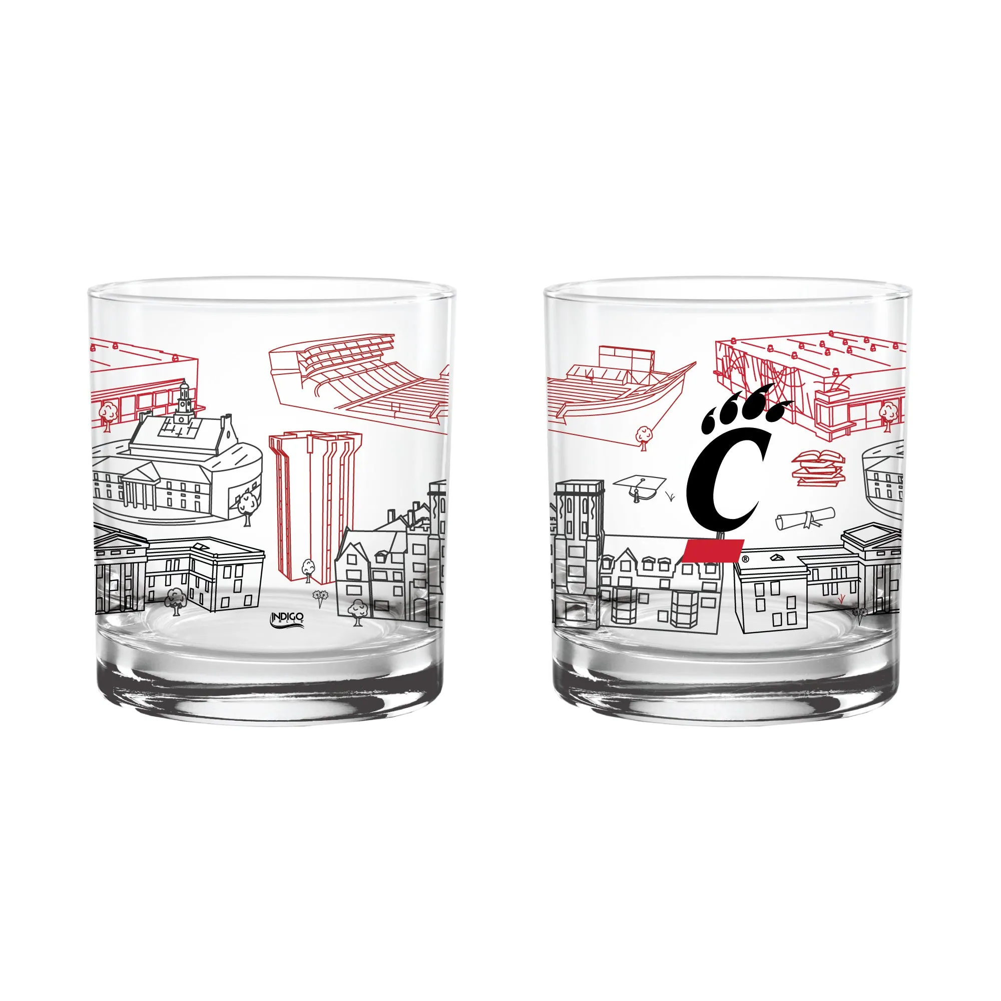 8lSet-of-2-Cincinnati-Bearcats-Campus-Line-Art-14oz-Rocks-Glasses