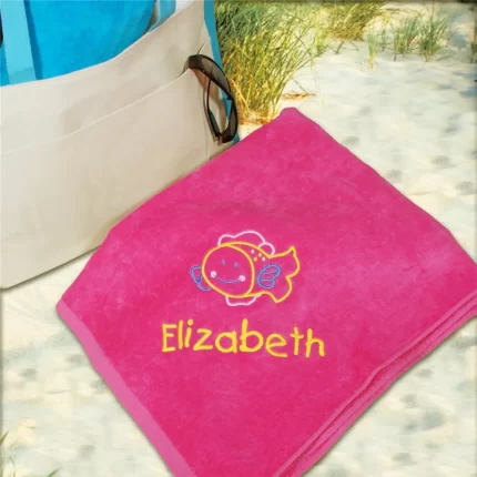 Embroidered Fish Beach Towel with Custom Name