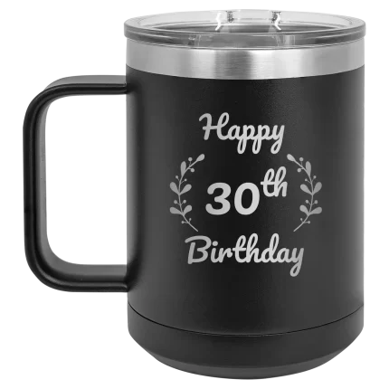 Personalized Happy Birthday 15 oz Mug - Black