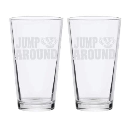 16oz Wisconsin Badgers Etched Slogan Pint 2 Pack