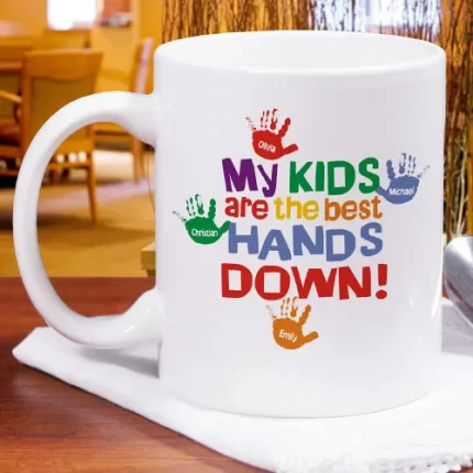 Best Hands Down Coffee Mug - Personalized Mug from Kids with Handprint Art
