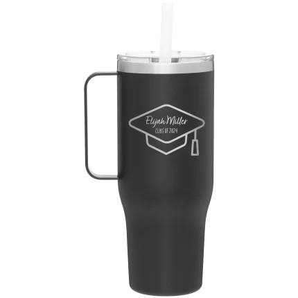 Personalized 2 lines Grad Name and Class 40 oz Tumbler Mug - Black