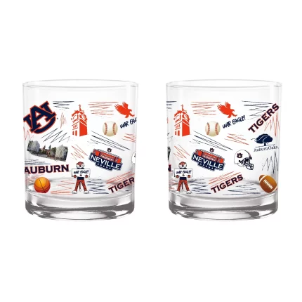 Set of 2 Auburn Tigers 14oz Local Rocks Glass