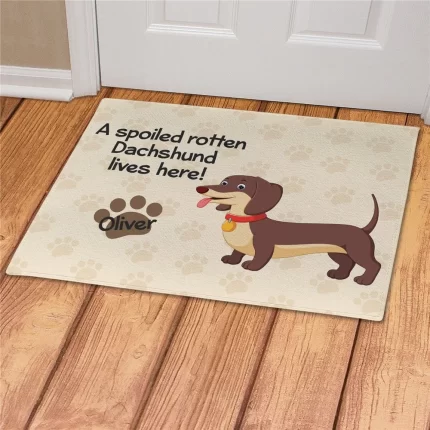 Dachshund Spoiled Here Personalized Doormat - Custom Dog Lover Mat