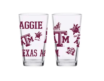 Set of 4 Texas A&M Aggies 16oz Medley Pint Glasses