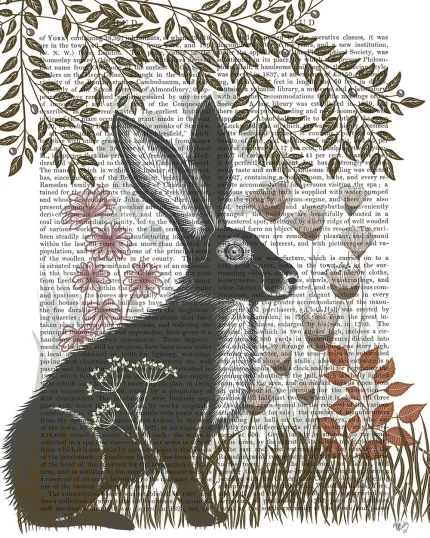 Country Lane Hare 1, Earth, Book Print, Art Print, Wall Art