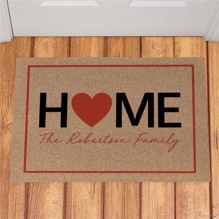 Home Heart Personalized Doormat - Custom Family Entry Mat