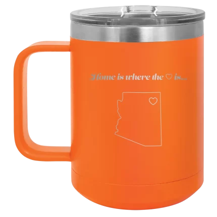 Personalized Arizona Heart 15 oz Mug - Orange