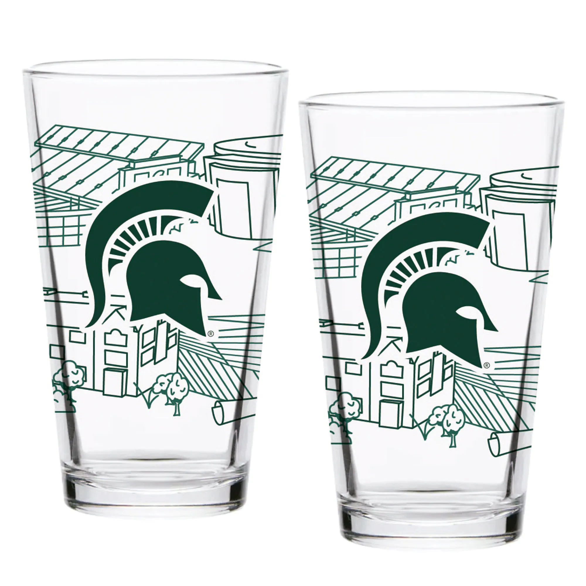 8tSet-of-2-Michigan-State-Spartans-Campus-Line-Art-16oz-Pints