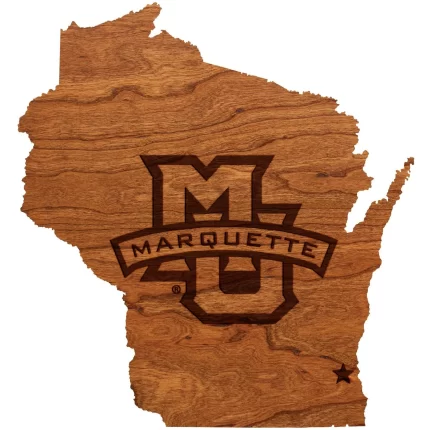 Marquette University - Wall Hanging - State Map with MU Logo
