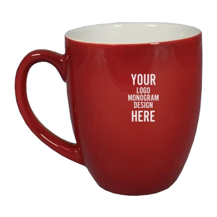 Personalized Ceramic Bistro Coffee Mug - Red